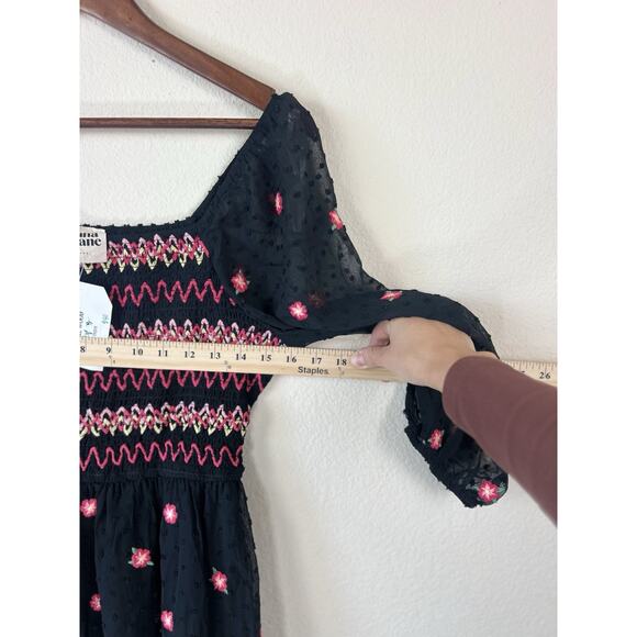 Savanna Jane Boho Embroidered M Smocked Mini Dress Romantic Indie Cottagecore - Picture 9 of 9